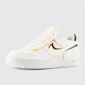 NIKE. AF1 Shadow. Summit White, Black, Barely Volt, Crimson Tint. Size 10.